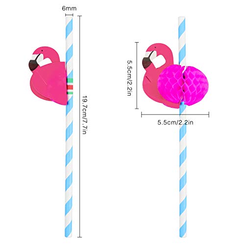 Hysagtek 50 stuks Flamingo papieren rietjes tropische rietjes 3D Cocktail decoratieve rietjes voor Hawaiian Luau Thema… - Image 3