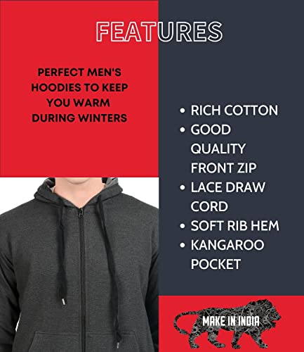 Image of Scott International Men's Solid Cotton Hoodies for Men, Trendy and Comfortable Sweatshirts for Men, Stylish Winter Wear with Hood and Pockets, Fashionable Hooded Sweatshirts