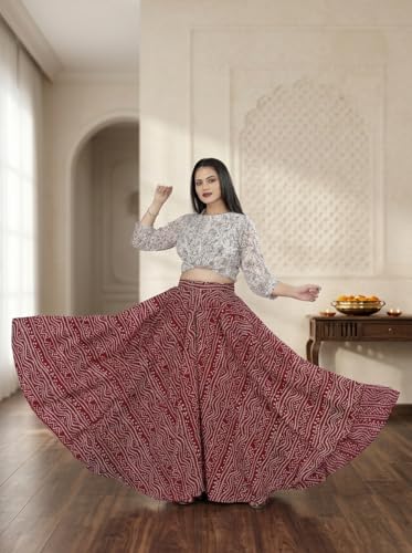 Image of JYESHTA Women's American Crepe Flared A Line Stitched Long Skirt with 12 Mtr Flare 40 in Height | Skirts for Women Long Length | Long Skirts for Girls
