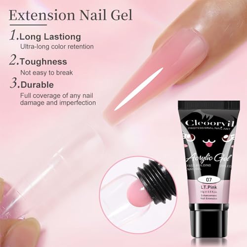 Poly Gel Nail Kit,3 Colors Clear White Pink Builder Nail Gel Set Nail Extension Gel kit,15ML Gel With Slip Solution All-in-one Nail Strengthen Gel Nail Art Kit DIY for Beginners Gifts Set for Women - Image 4