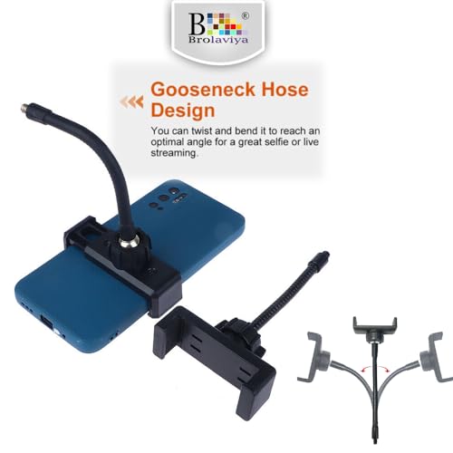 Image of BROLAVIYA 2 Pcs Flexible Hose Mobile Phone Gooseneck Clip with 1 /4 Male Thread Compatible with LED Ring Light and smart Phones