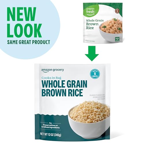 Amazon Fresh, Whole Grain Brown Rice, Frozen, 12 Oz