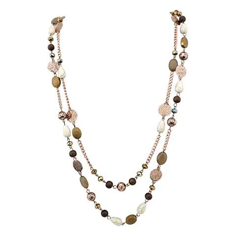 Bocar Long Necklaces for Women Trendy, Boho Layered Crystal Beaded Collar Necklaces for Women, Fashion Statement Necklaces Jewelry (Brown) Cover
