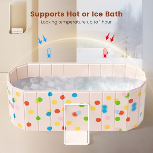 Aoykkii Tragbare Badewanne für Erwachsene 150 x 55 x 50 cm,badewanne faltbar erwachsene mit 2 Ablauflöchern,Familien Badewanne eisbad Ausgestattet mit 2 Seitenstützplatten
