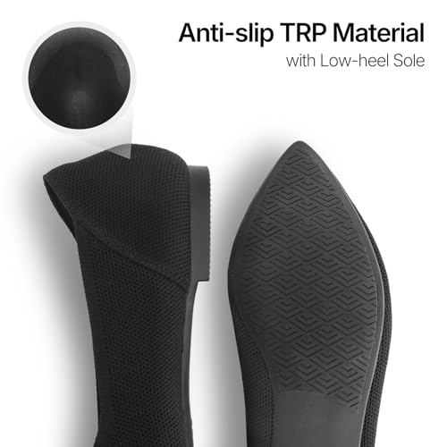 Image of ATHMILE Pointed Toe Flats for Women Comfortable Knit Ballet Flats Shoes