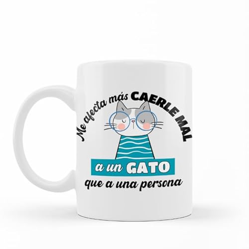 Wondernastic - Mug Me affecte plus de mal à un chat qu'à une personne, 350 ml, couleur blanche, céramique, passe au lave-vaisselle et au micro-ondes, amusant et original, design exclusif
