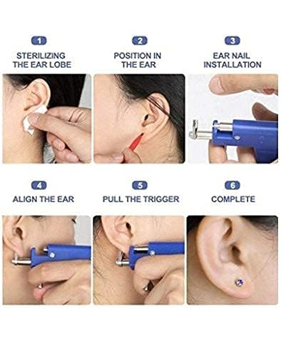 Image of Khayl | Professional Ear Piercing Tool Kit, with 24 pair Studs, Steel Construction, Blue, Body Piercing Gun with Safety Lock
