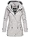 Produktbild Marikoo Damen Jacke Frühling Übergangsjacke leicht Parka Mantel Kapuze B690 [B690-Nyok-Hellgrau-Gr.XL]