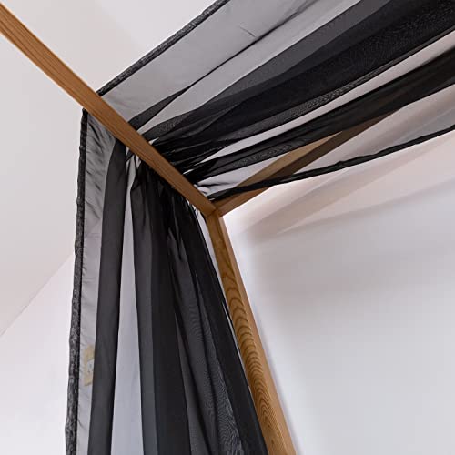 Linentalks Black Canopy Bed Curtains For Queen & Full Bed, Bed Canopy Scarf, Sheer Scarf Valance Canopy Bed Drapes, Four Post Bed Canopy Drapes, Canopy Bed Scarf 1 Pc 52X228 Canopy Curtains #TOP7