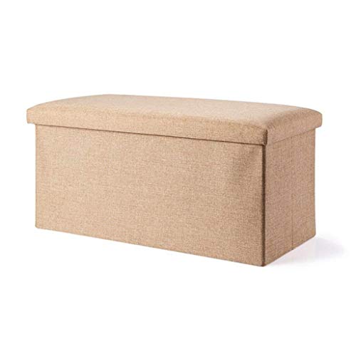 Xuping shop Reposapiés Plegable Espacio de Almacenamiento con Tapa de Asiento Foothorn Calzador Taburete tapizado de Tela de Lino con reposapiés cojín for Pasillo |En el salón Amarillo MAX.150 Kg