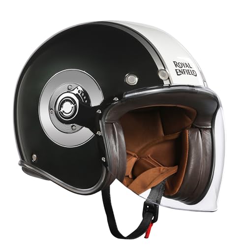 Image of Royal Enfield Spirit of SM ID ABS GL Green ISI and DOT Certified Riding Helmet (L) 58 Cm - High Impact Grade Thermoplastic & High Density EPS Liner for Superior Impact Protection and Durability