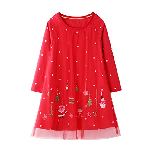 Preisvergleich Produktbild Likecrazy Kleinkind Baby Mädchen Party Kleid Kinderbekleidung Mädchen Taufkleid Weihnachten Schneemann Print Tüll Kleider Prinzessin Kleid Kinder Mädchen Lange Ärmel Skaterkleid