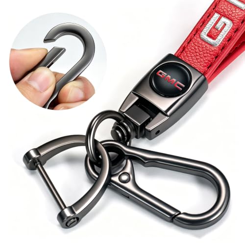 Image of Leather car Keychain 09 Set for Men and Women Family Present Keychain Key Ring Lanyard (red)