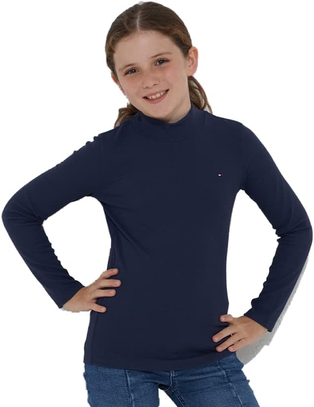Tommy Hilfiger Girl's Dg Tjw Rib Mock Neck L/S T-Shirt