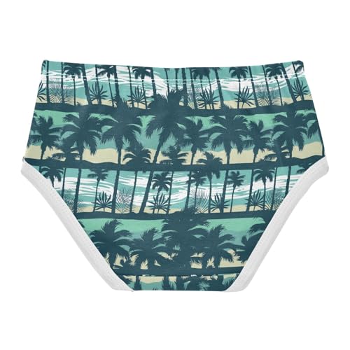 Little Girls' Soft Cotton Underwear Kids Breathable Comfort Tropical Palm Trees Beach Panties Briefs Toddler2