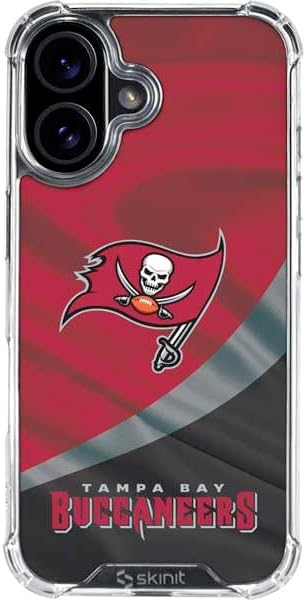 Skinit Clear Phone Case Compatible with iPhone 16 - Officially Licensed NFL Tampa Bay Buccaneers Zone Block Design