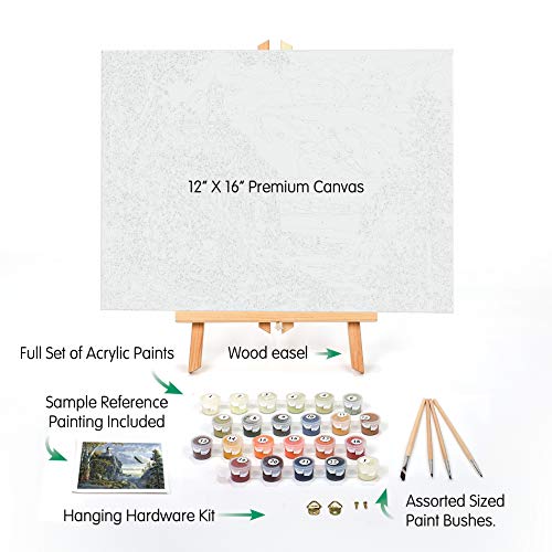 Ledgebay Paint By Number For Adults Framed Canvas: Beginner To Advanced Number Painting Kit - Kits Include Acrylic Paints, (4) Brushes & Tabletop Easel (Guiding Light, 12" X 16" Framed) #TOP2