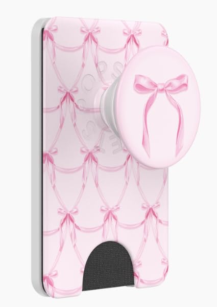 Image of PopSockets Phone Wallet for MagSafe, Phone Card Holder with Grip, Bow - Satin Bow Blush