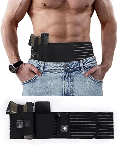 Lilcreek Belly Band Gun Holster for Concealed Carry,Fits up to a 57" Belly,Elastic Breathable Belly Holster for Smith and Wesson, Shield, Glock 19, 17, 42, 43, P238, Ruger LCP for Men and Women