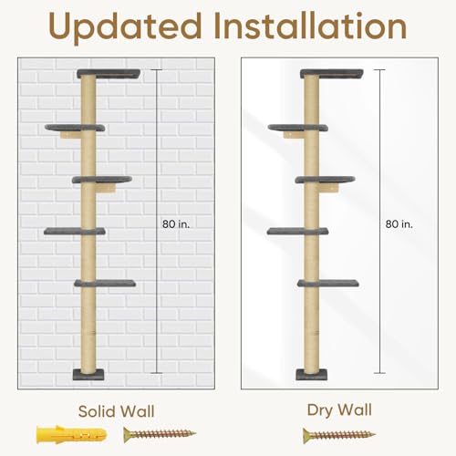 Torre para gatos de pared 5 niveles 80 pulgadas miniatura 6