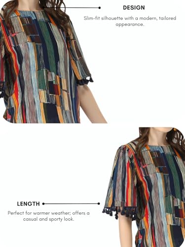 Image of DHRUVI Trendz Women's Rayon Block Print Regular Fit Top