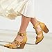 Migpuel Western Sandals for Women Chunky Wedge Heels Pointed Toe Pumps Ankle Strap Metal Buckle Strappy Heels Comfortable Fashion Casual Dress Shoes Banana,11