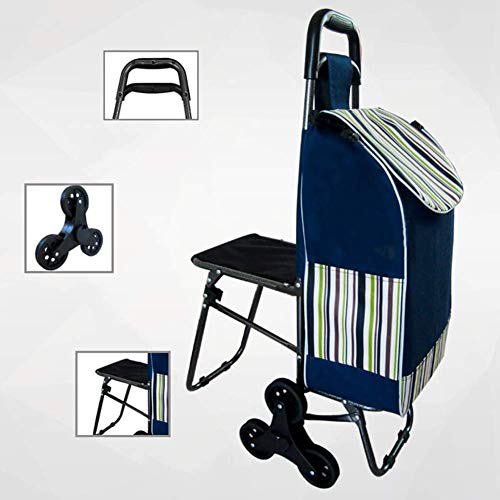 Alte Person Einkaufswagen ,Klettern Einkaufswagen Ladewagen Kleiner Einkaufswagen Trolley Treppe Klappwagen Home Supermarkt Tragbarer Einkaufswagen Anhänger Große Kapazität,Dunkelblau 1 Multifunkt – Bild 4