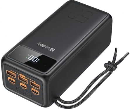 Sandberg Powerbank USB-C PD 130W 50000 | High-Capacity Mobile Charger for Phone Tablet Laptop | 20 Phone Charges | Flashlight | Charges 5 Devices Simultaneously | 50000 mAH | Mobile Power Bank