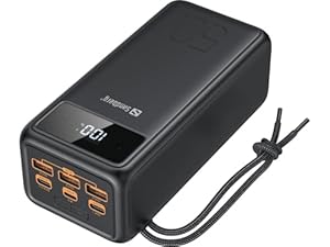 Sandberg Powerbank USB-C PD 130W 50000, Mobiles Ladegerät mit hoher Kapazität für Telefone Tablets Laptops, 20 Ladezyklen, Taschenlampe, Lädt 5 Geräte gleichzeitig, 50000 mAh, Mobile Powerbank
