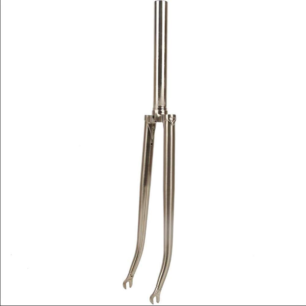 AZQOHMIS Bicycle fork,Mountain Bike Front Fork Bicycle Front Fork Bicycle MTB Fork 700C Circlebrake Road Bike Front Forkbrushed Without Shock Absorber Front Fork Steel Fork Hard Fork