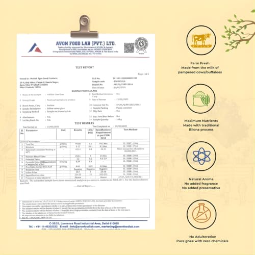 Image of Aadiras A2 Hallikar Desi Cow Ghee | Bilona Curd-Churned Method | Pure, Danedar and Aromatic | Grass Fed and Non GMO | Easy to Digest | Lab Tested | Glass Jar - 500ml