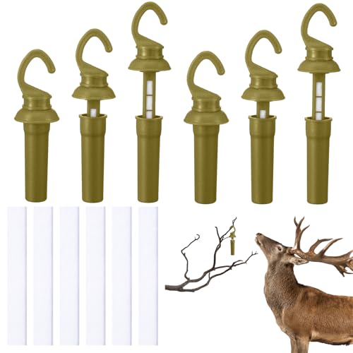 ‌6-Pack Leakproof Scent Dispenser with Replaceable Felt Wicks - Rain-Resistant, Airtight Design for Hunting & Outdoor Use‌ (Army Green)