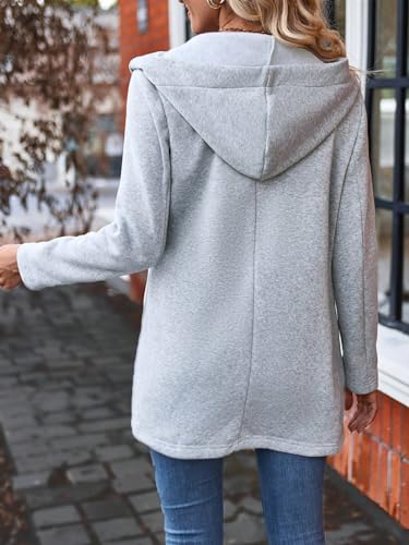 MakeMeChic Women's Long Sleeve Hooded Coat Zip Up Thigh Length Outerwear with Pocket2