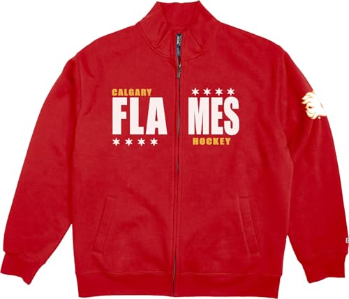 Blue 84 Calgary Flames NHL Officially Licensed Full Zip Sweatshirt Felt Embroidery, X-Large Team Color