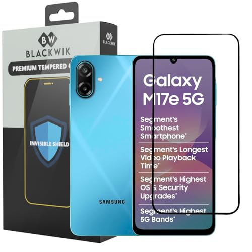 Image of Blackwik Tempered Glass Screen Protector for Samsung Galaxy M17e with Edge-To-Edge Protector Coverage | Easy Installation Kit (Black)