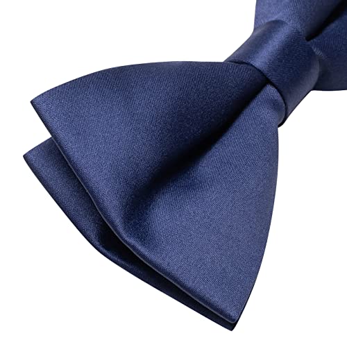 Yourties Pre-Tied Bow Ties For Men Solid Color Navy Blue Bowtie Formal Bussiness #TOP1