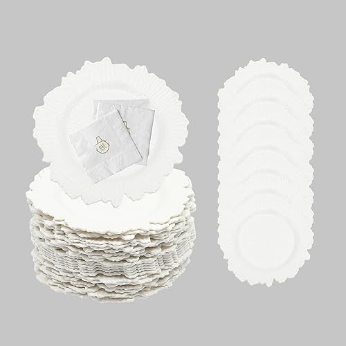 24 Platos Cargadores Plástico Blanco 13 Pulgadas miniatura 1