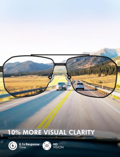 Image of Luenx Aviator Polarized Sunglasses for Men: Square UV400 Driving | Big Head Fit,Adjustable Nose Pads,Lightweight,Anti-slip,Impact-resistant,Scratch-Resistant,Glare Reduction,Gift-Ready Set