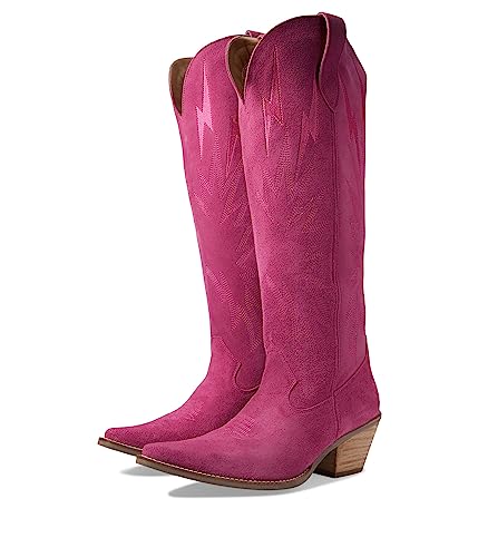 Image of Dingo Womens Thunder Road Embroidered Snip Toe Casual Boots Knee High Mid Heel 2-3 inch