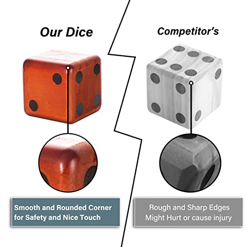 image for SPORT BEATS Giant Varnished Pine Wood Yard Dice, Outdoor Games Set of 