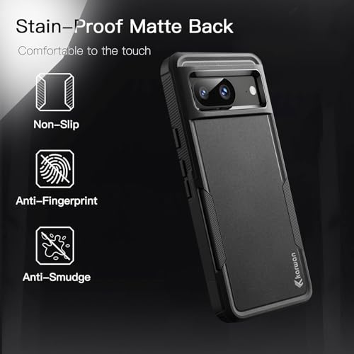 Image of KARWAN Rugged Matte Back Case Cover Compatible with Google Pixel 7A Military Grade Drop Protection, Heavy Duty Shockproof Hybrid TPU + PC, Anti Slip Grip, Dual Layer Camera Protection, Black