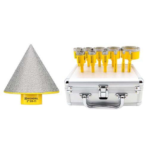 Kit de Brocas de Diamante HIGHDRIL con Vástago Triangular y Brocas Avellanadoras de Biselado para Mármol, Porcelanato, Cerámica, Granito y Ladrillo
