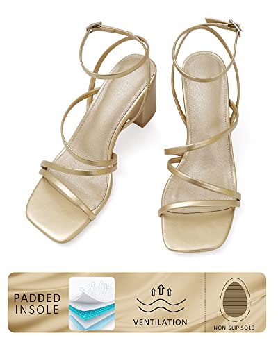 LACUONE Strappy Heels for women Block Heels Square Toe Chunky Ankle Buckle Pump Heeled Sandals3