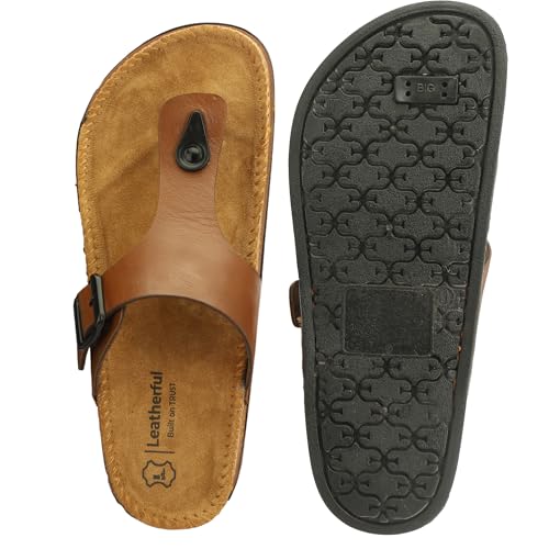 Image of Leatherful Men's premium leather slipper | Genuine Leather upper | Suede Leather Insole | PU sole | Stylish flip flop for men |