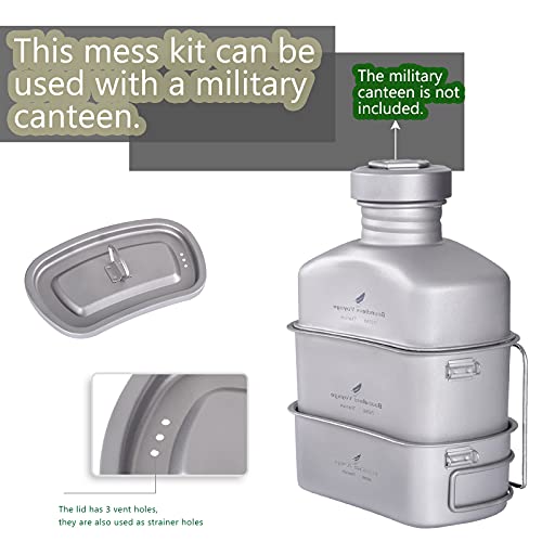 Boundless Voyage Titanium Military Mess Kit Set 750ml+400ml Cups Ti2048C miniatura 5