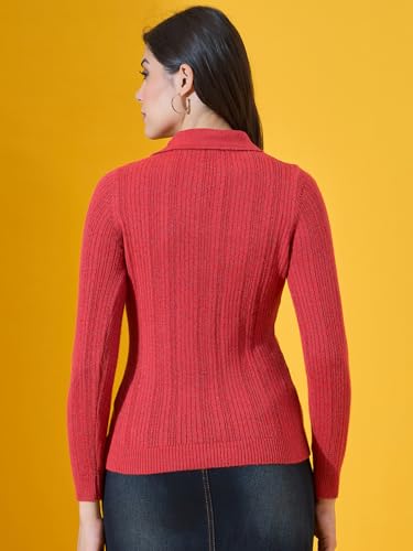 Image of 98 Degree North Women Spread Collar Sweater-G1165-BROWN