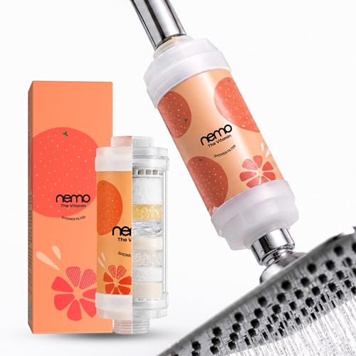 Image of NEMO Vitamin Shower Filter (Sparkling Grapefruit) | Made in South Korea | Vitamin C + Glycerin Enriched | For Soft Skin & Smooth Hair | Advanced Chlorine & Rust Removal | De-stress with Aromatherapy