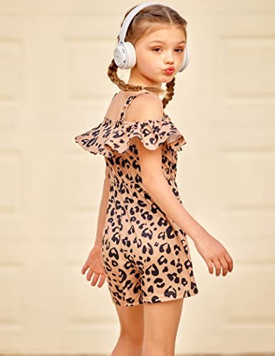 Hopeac 5T Girls Clothes Summer Rompers Leopard Print Backless Jumpsuit Shorts Sleeveless Cute Clothing For Kids #TOP2