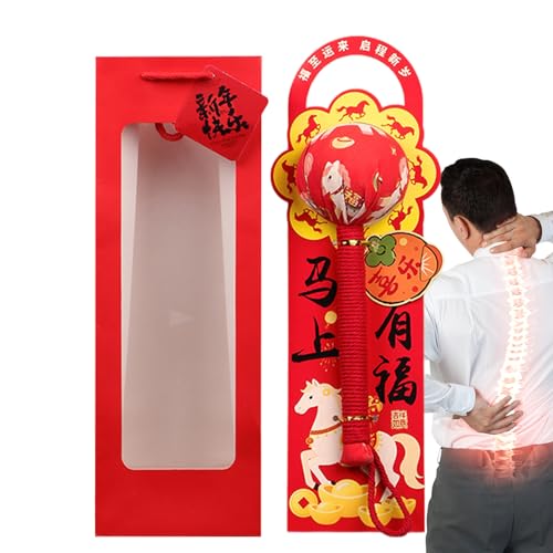 De De Masaje: Herramienta Manual De Estilo Chino, Decoración Tradicional De Caballo Del Año, Mazo De Relajación De Madera, Acento De Regalo Cultural De Cola Larga | De Masaje De