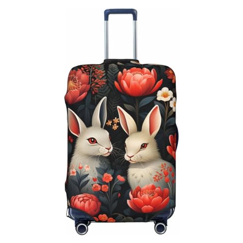 Luggage Cover Elastic Washable Suitcase Cover Dustproof Suitcase Protector Personalized Bright Bunnies And Flowers Travel Luggage Baggage Covers For 18-32 Inch
